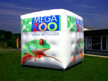 Werbewürfel für Mega Zoo 4x4x4m