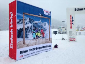 Werbequader 3x3x1 Meter für Kitzbüheler Alpen